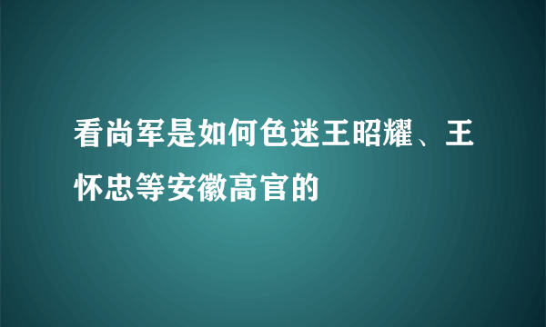 看尚军是如何色迷王昭耀、王怀忠等安徽高官的