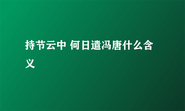 持节云中 何日遣冯唐什么含义