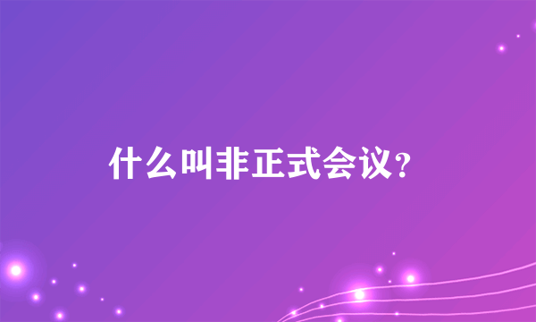 什么叫非正式会议？