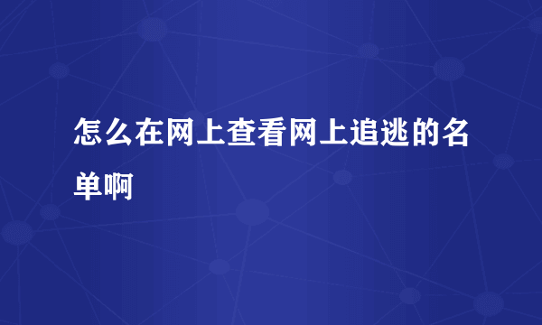 怎么在网上查看网上追逃的名单啊