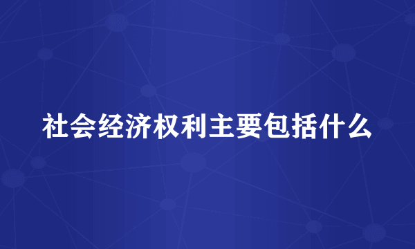 社会经济权利主要包括什么