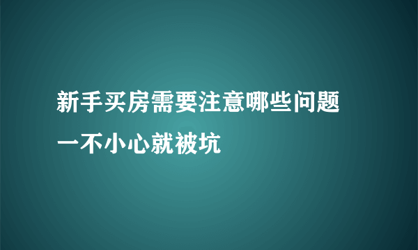 新手买房需要注意哪些问题 一不小心就被坑