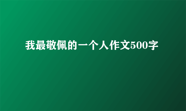 我最敬佩的一个人作文500字