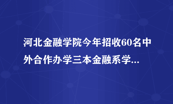 河北金融学院今年招收60名中外合作办学三本金融系学生，请问怎么样？