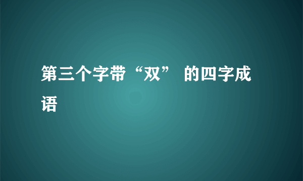 第三个字带“双” 的四字成语