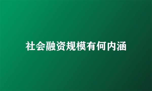 社会融资规模有何内涵