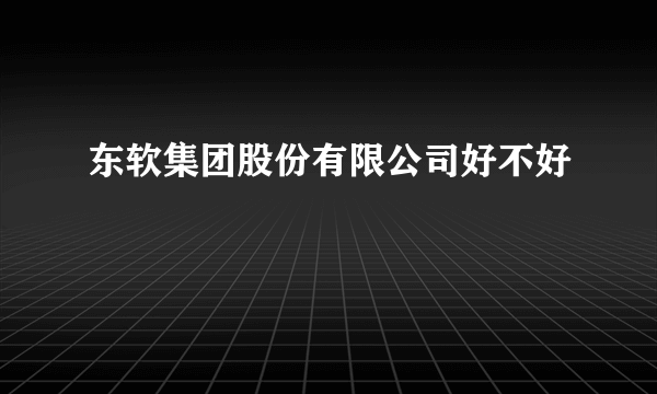 东软集团股份有限公司好不好