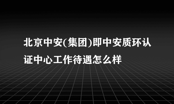 北京中安(集团)即中安质环认证中心工作待遇怎么样