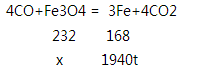 冶炼2000t含杂质3%的生铁，需要含四氧化三铁90%的磁铁矿石的质量是多少