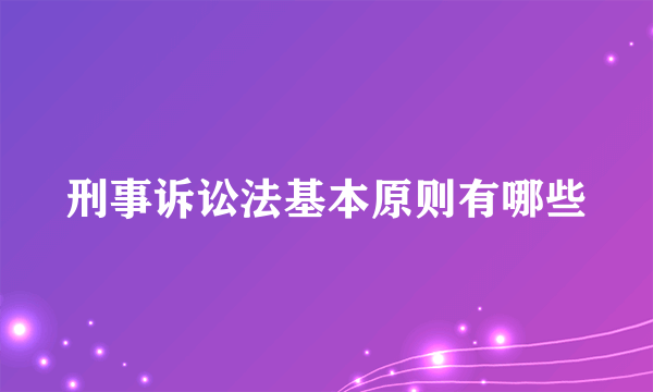 刑事诉讼法基本原则有哪些