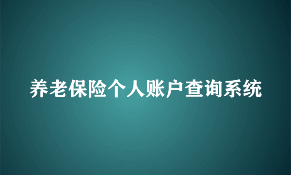 养老保险个人账户查询系统