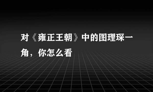 对《雍正王朝》中的图理琛一角，你怎么看