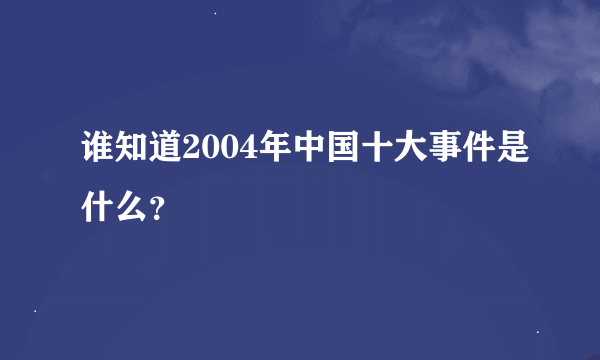 谁知道2004年中国十大事件是什么？