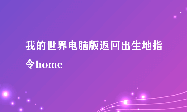 我的世界电脑版返回出生地指令home