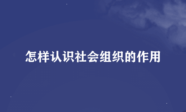 怎样认识社会组织的作用