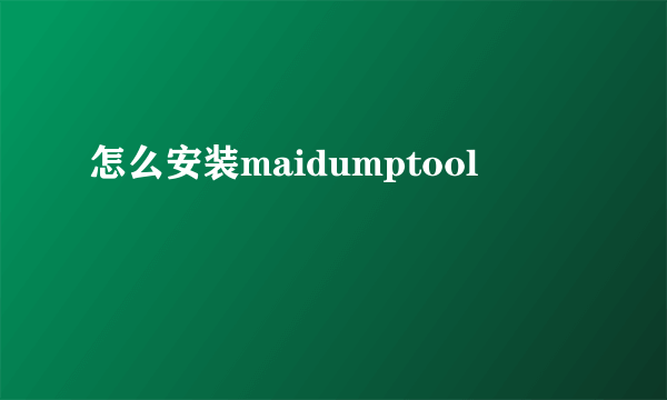 怎么安装maidumptool