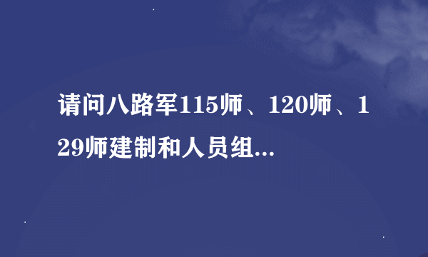 请问八路军115师、120师、129师建制和人员组成名单（一直到团）？