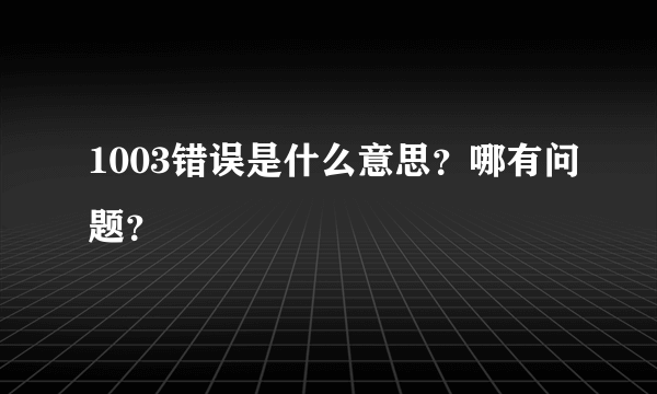 1003错误是什么意思？哪有问题？