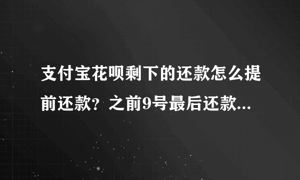 支付宝花呗剩下的还款怎么提前还款？之前9号最后还款日已还 最低还款、