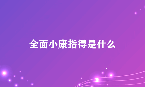 全面小康指得是什么