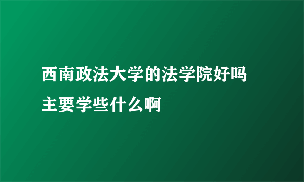 西南政法大学的法学院好吗   主要学些什么啊