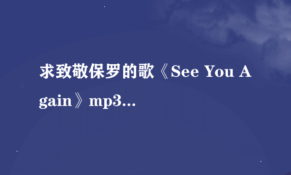 求致敬保罗的歌《See You Again》mp3资源，谢谢