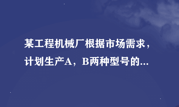 某工程机械厂根据市场需求，计划生产A，B两种型号的大型挖掘机共100台，该厂所筹生产资金不少于22400万元，