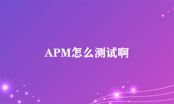 APM怎么测试啊