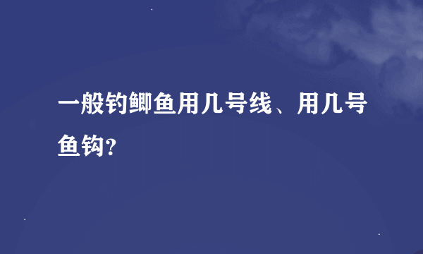 一般钓鲫鱼用几号线、用几号鱼钩？