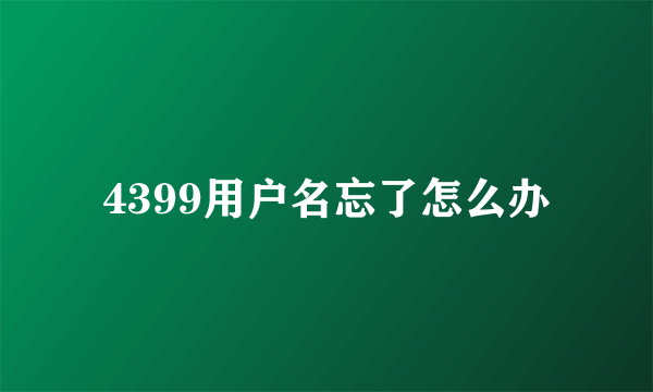 4399用户名忘了怎么办