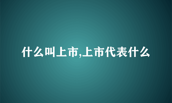 什么叫上市,上市代表什么