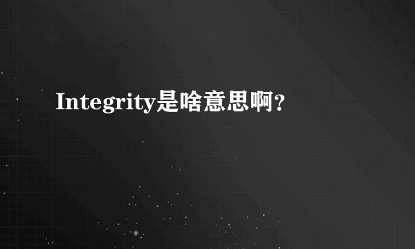 Integrity是啥意思啊？