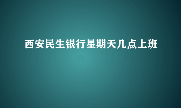 西安民生银行星期天几点上班