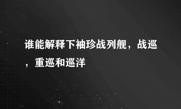 谁能解释下袖珍战列舰，战巡，重巡和巡洋