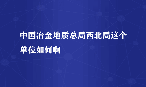 中国冶金地质总局西北局这个单位如何啊