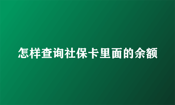 怎样查询社保卡里面的余额