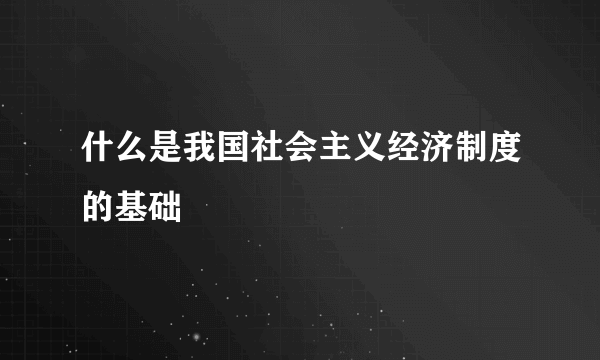 什么是我国社会主义经济制度的基础