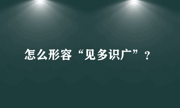 怎么形容“见多识广”？