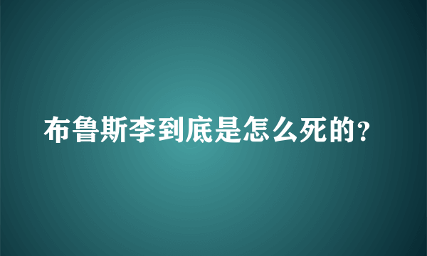 布鲁斯李到底是怎么死的？