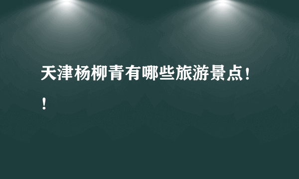 天津杨柳青有哪些旅游景点！！