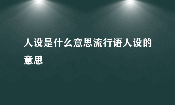 人设是什么意思流行语人设的意思