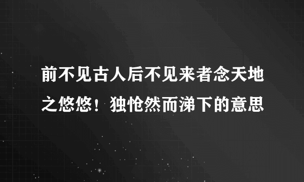 前不见古人后不见来者念天地之悠悠！独怆然而涕下的意思