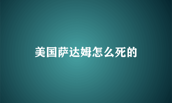 美国萨达姆怎么死的