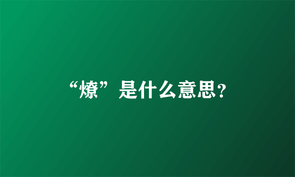 “燎”是什么意思？