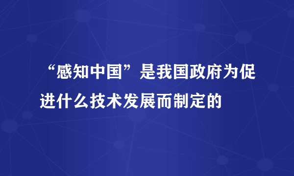 “感知中国”是我国政府为促进什么技术发展而制定的