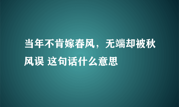 当年不肯嫁春风，无端却被秋风误 这句话什么意思