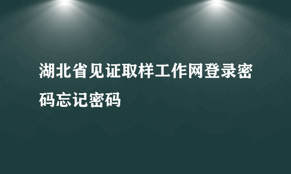 湖北省见证取样工作网登录密码忘记密码