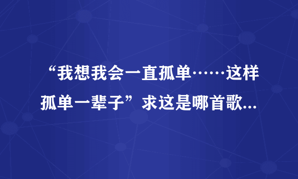 “我想我会一直孤单……这样孤单一辈子”求这是哪首歌的歌词？