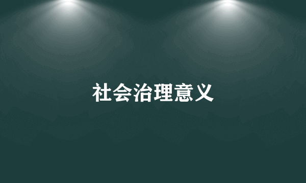 社会治理意义