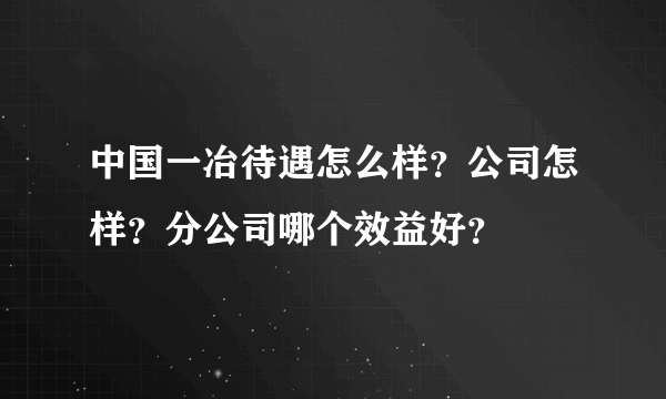 中国一冶待遇怎么样？公司怎样？分公司哪个效益好？